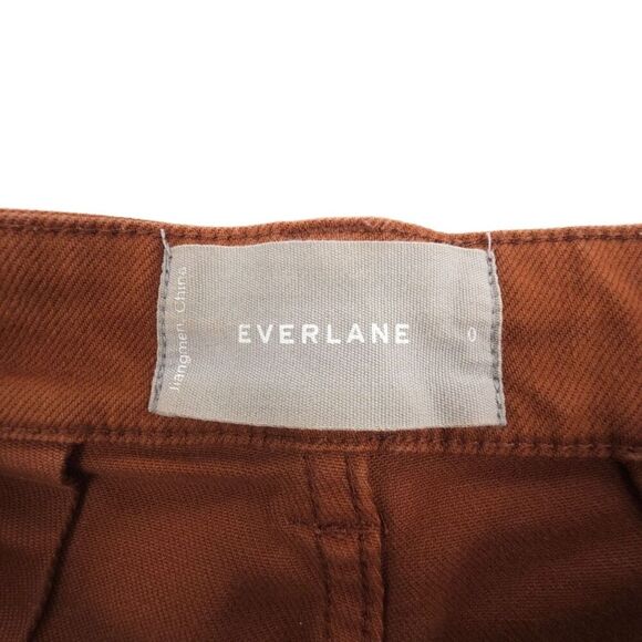 EVERLANE Cropped Straight Leg Utility Pants 70s Sailor Jeans Cognac Brown Boho - Picture 2 of 6